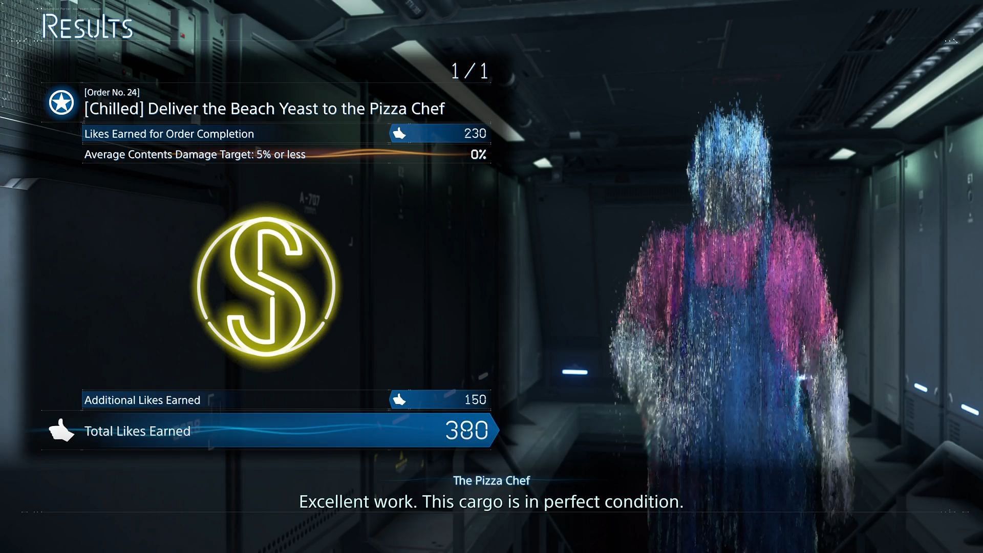 A still of the face scan of the pizza chef from Episode 7 (Image via Kojima Productions/Sportskeeda Gaming)